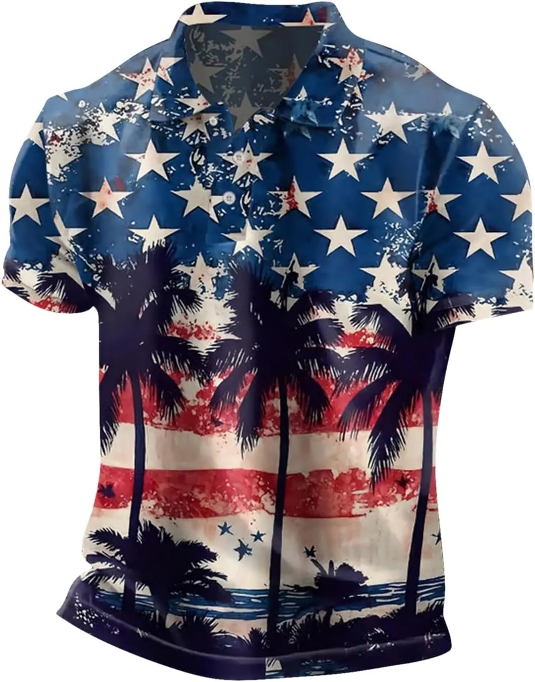 Polo Shirts for Men American Flag Patriotic Short Sleeve Performance Golf Shirt Dry Fit 4th of July USA Gym T-Shirts