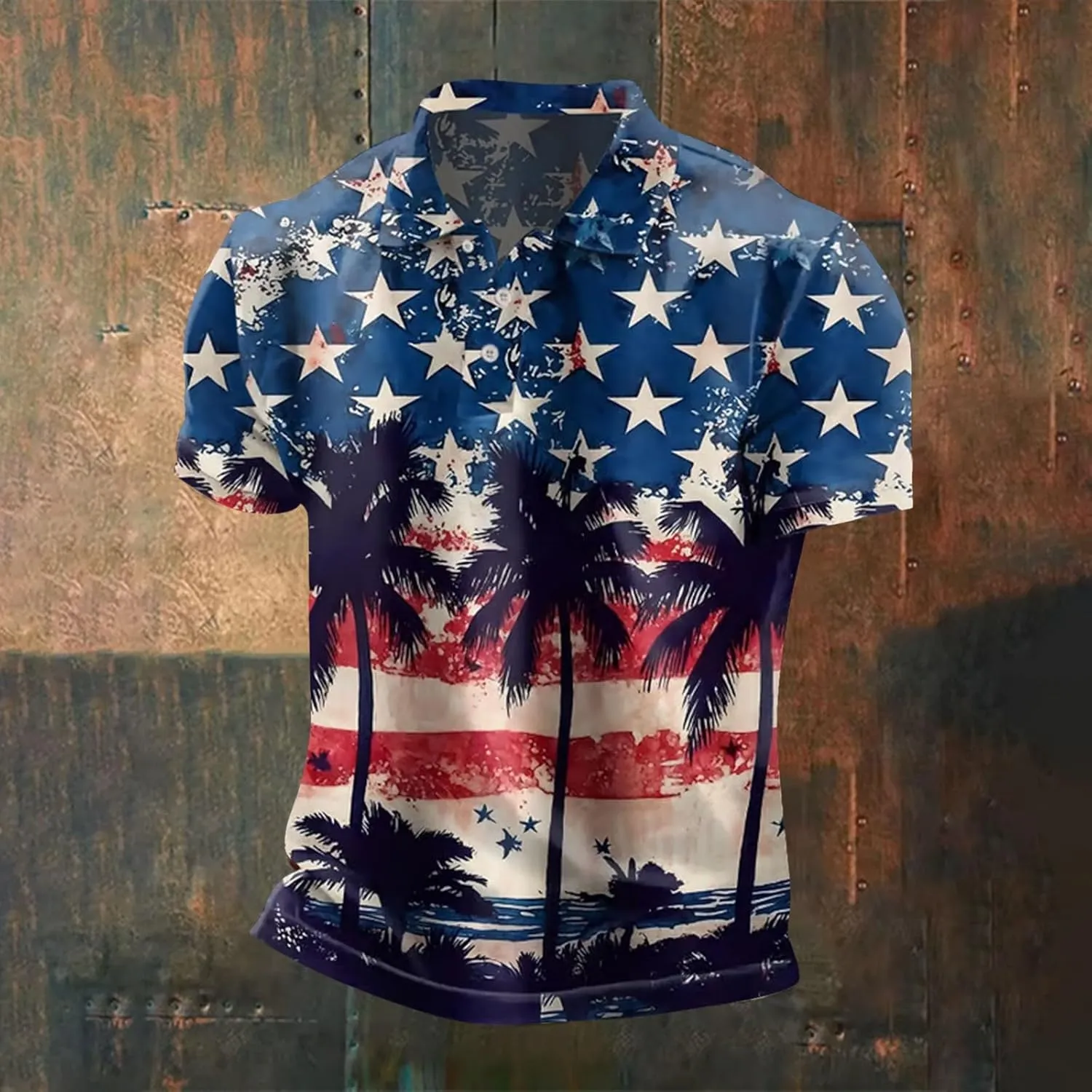 Polo Shirts for Men American Flag Patriotic Short Sleeve Performance Golf Shirt Dry Fit 4th of July USA Gym T-Shirts