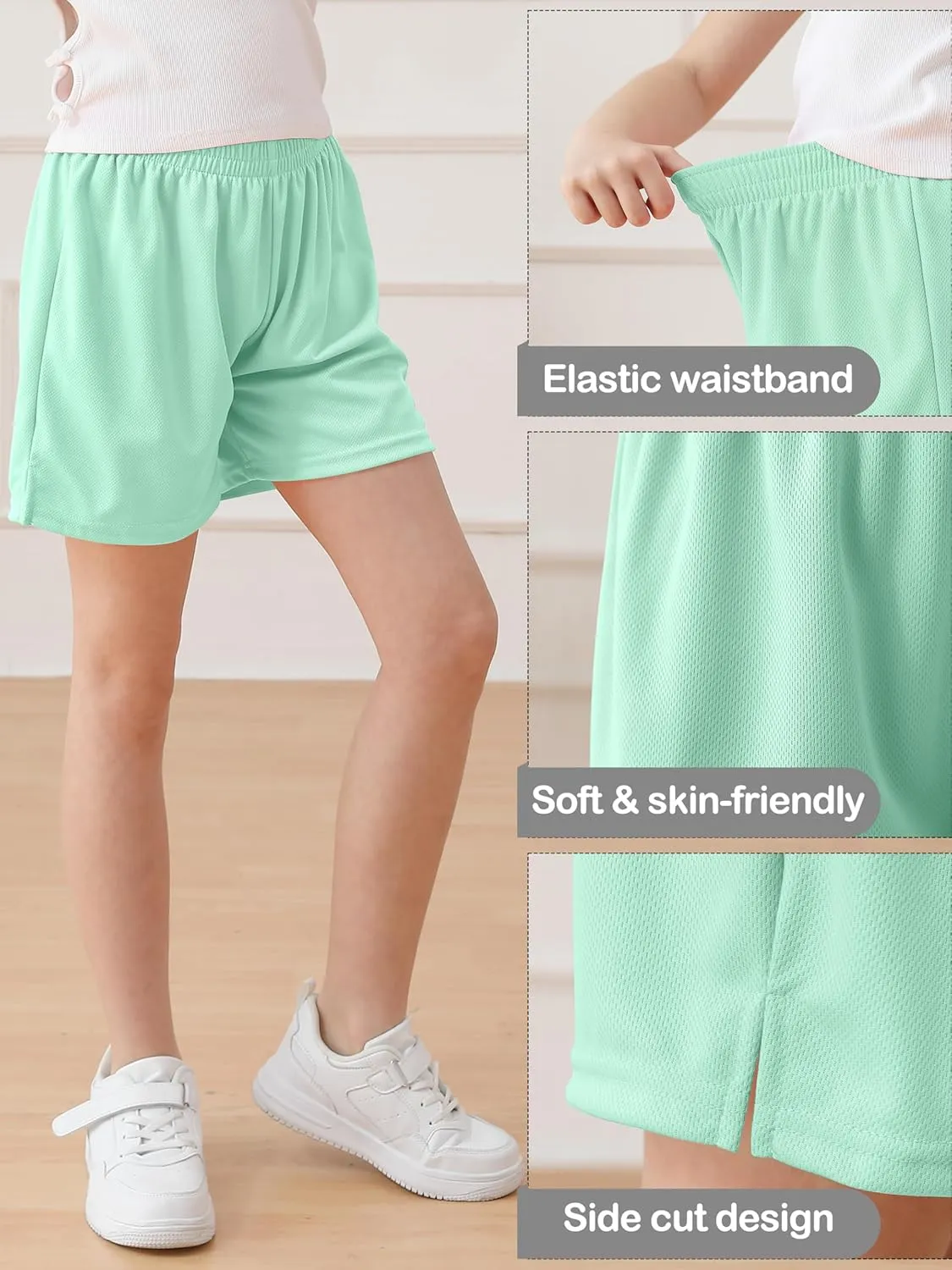 Resinta Girls Athletic Mesh Shorts Basketball Soccer Active Sports Gym Shorts for Youth Kids