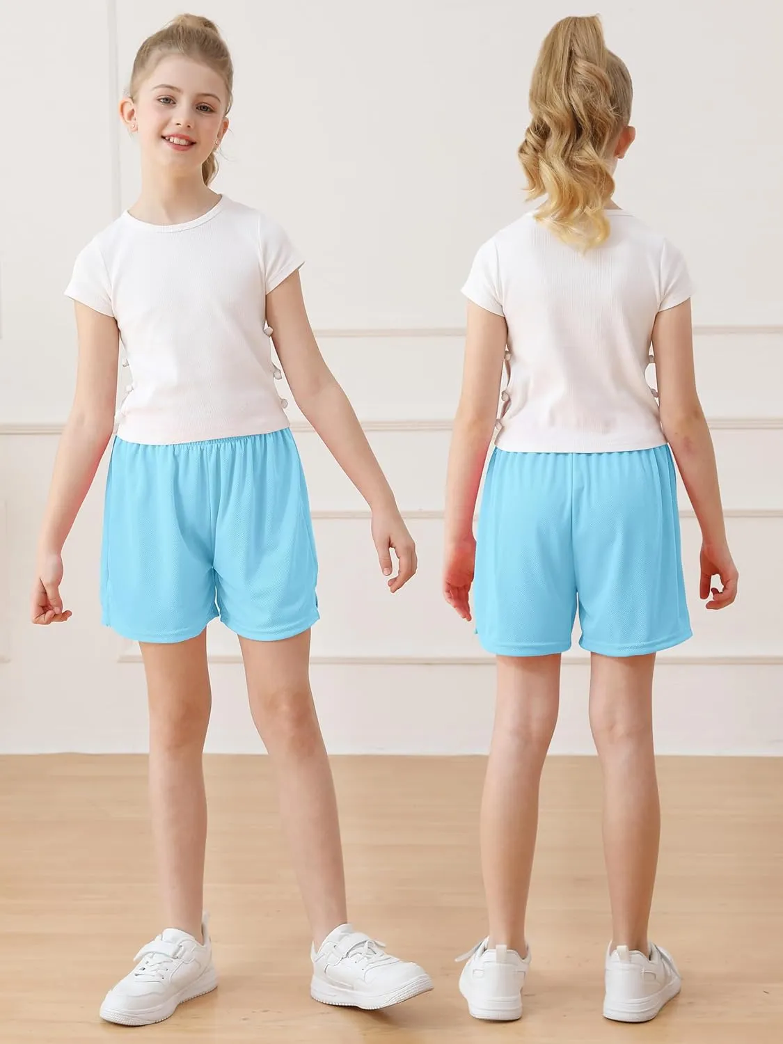 Resinta Girls Athletic Mesh Shorts Basketball Soccer Active Sports Gym Shorts for Youth Kids