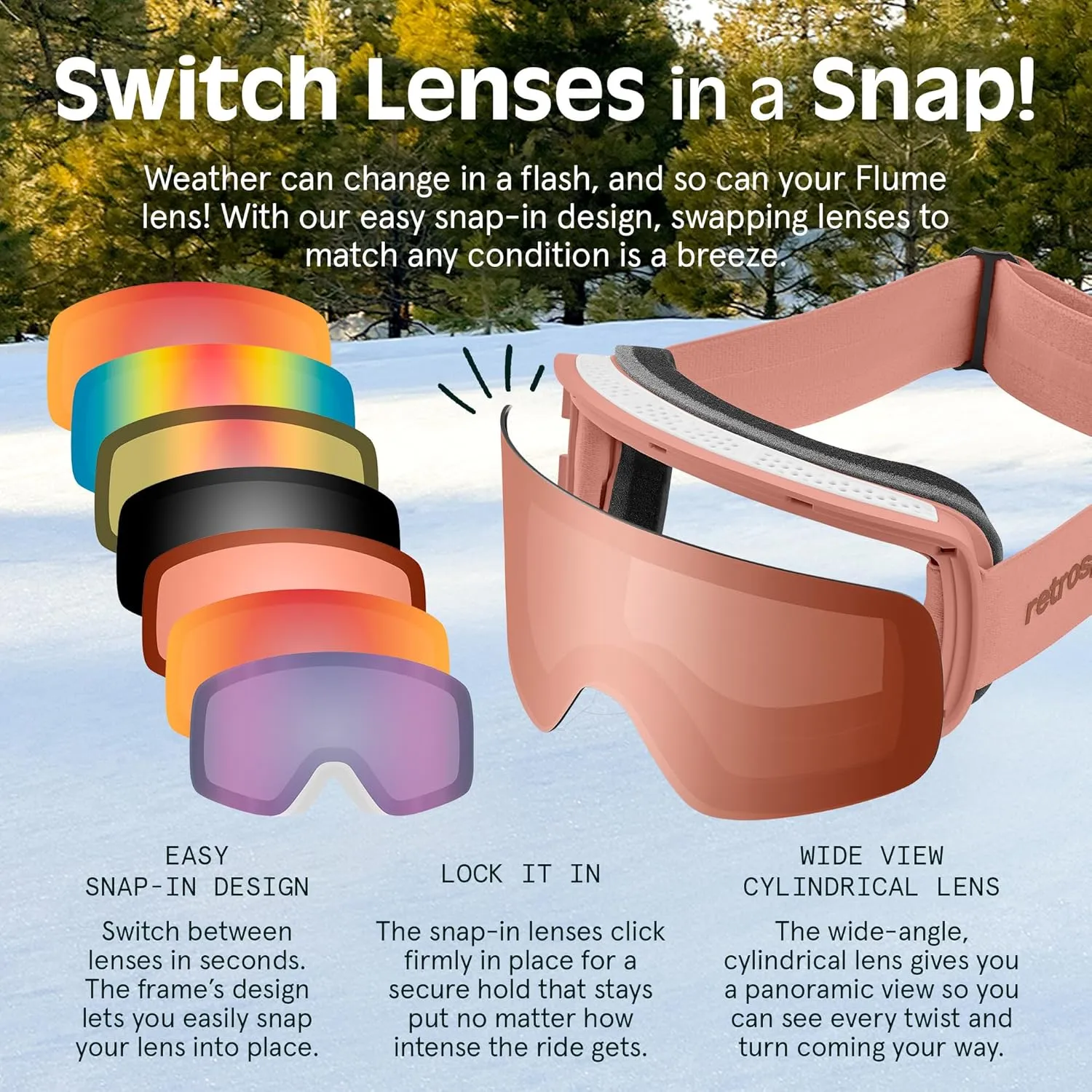 Retrospec Flume Ski Goggles for Men and Women UV Protection