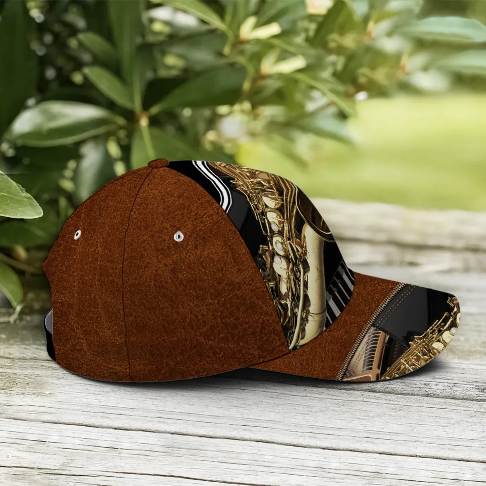 Saxophone Classic Leather Baseball Cap Coolspod