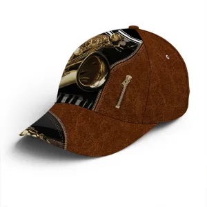 Saxophone Classic Leather Baseball Cap Coolspod
