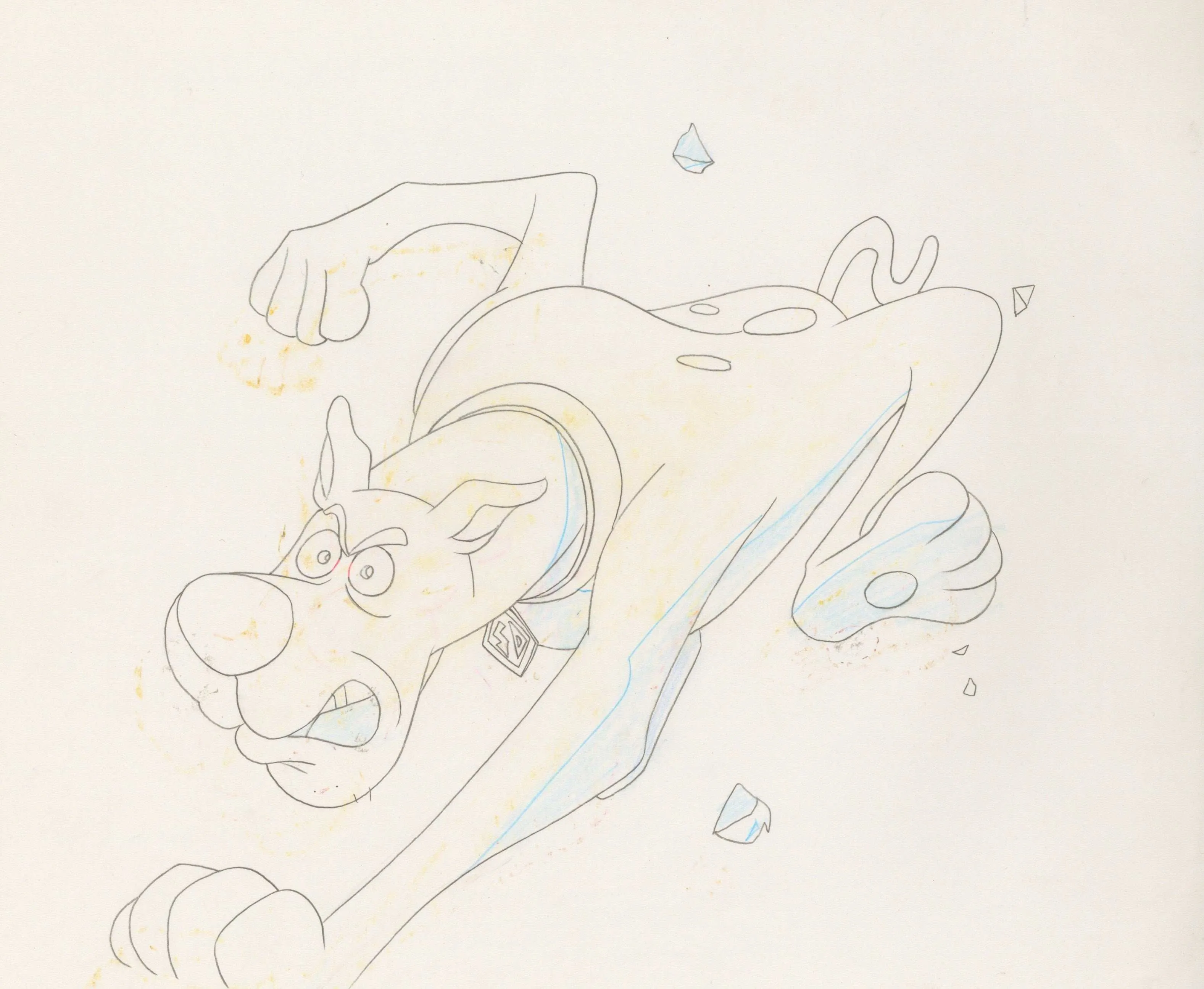 Scooby-Doo on Zombie Island Original Production Cel on Original Production Background with Matching Drawing Signed by Bob Singer: Scooby
