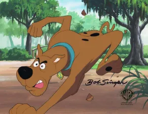 Scooby-Doo on Zombie Island Original Production Cel on Original Production Background with Matching Drawing Signed by Bob Singer: Scooby