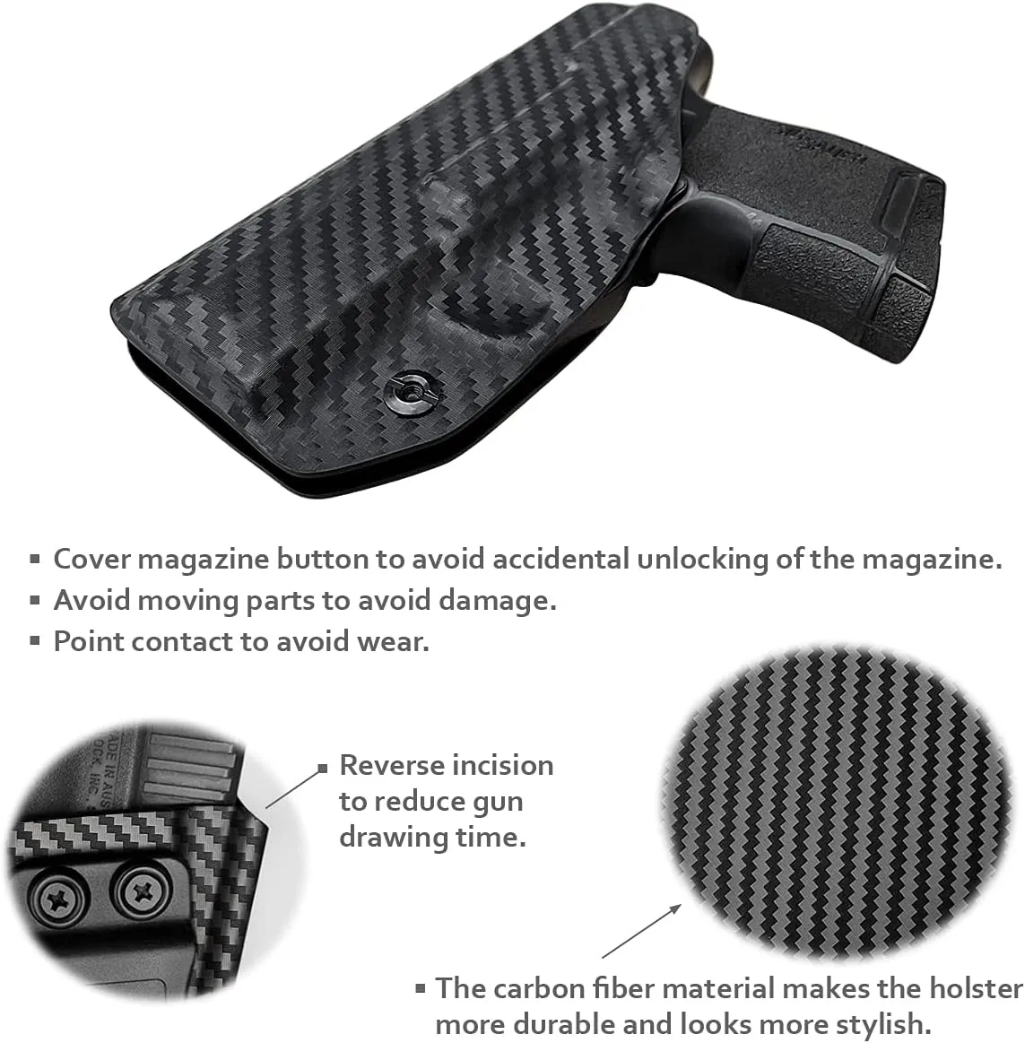 Sig P365 Holster IWB Kydex Custom Fit: Sig Sauer P365 / P365 SAS / P365 X Pistol - Inside Waistband - Adj. Cant Retention - Cover Mag-Button - No Wear - No Jitter