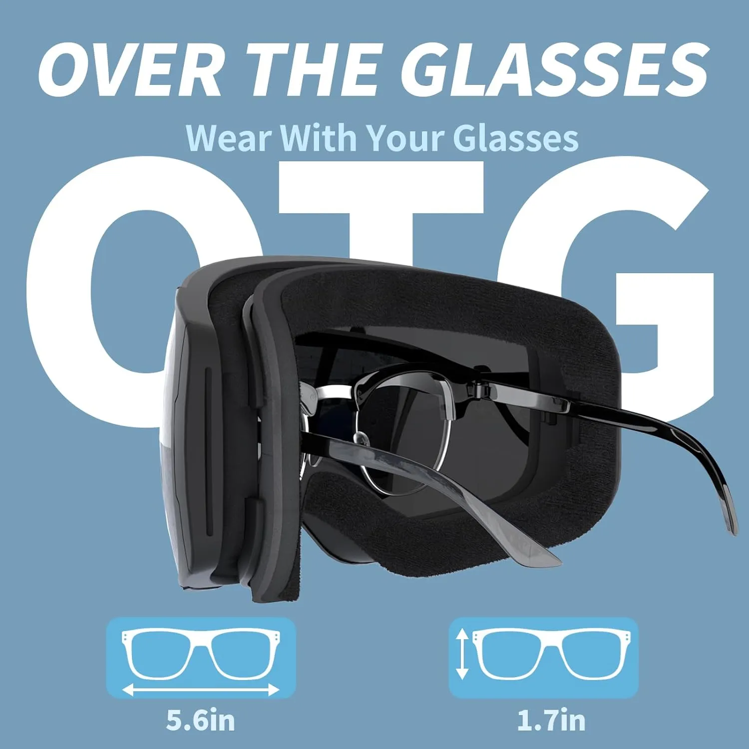 Ski Goggles for Men Women Adult & Youth, OTG Snowboard Goggles Anti Fog, Snow Goggles UV Protection Wide Vision