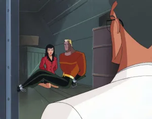 Superman the Animated Series Original Production Cel on Original Background: Aquaman, Lois Lane