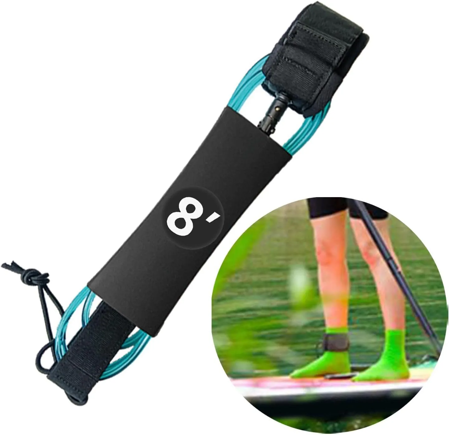 Surfboard Leash, Elastic Cord Surf Board Leg Rope Straight Stand Up Paddle Board Leash, Wrist Strap for Stand Up Paddle Boards, Water Sports