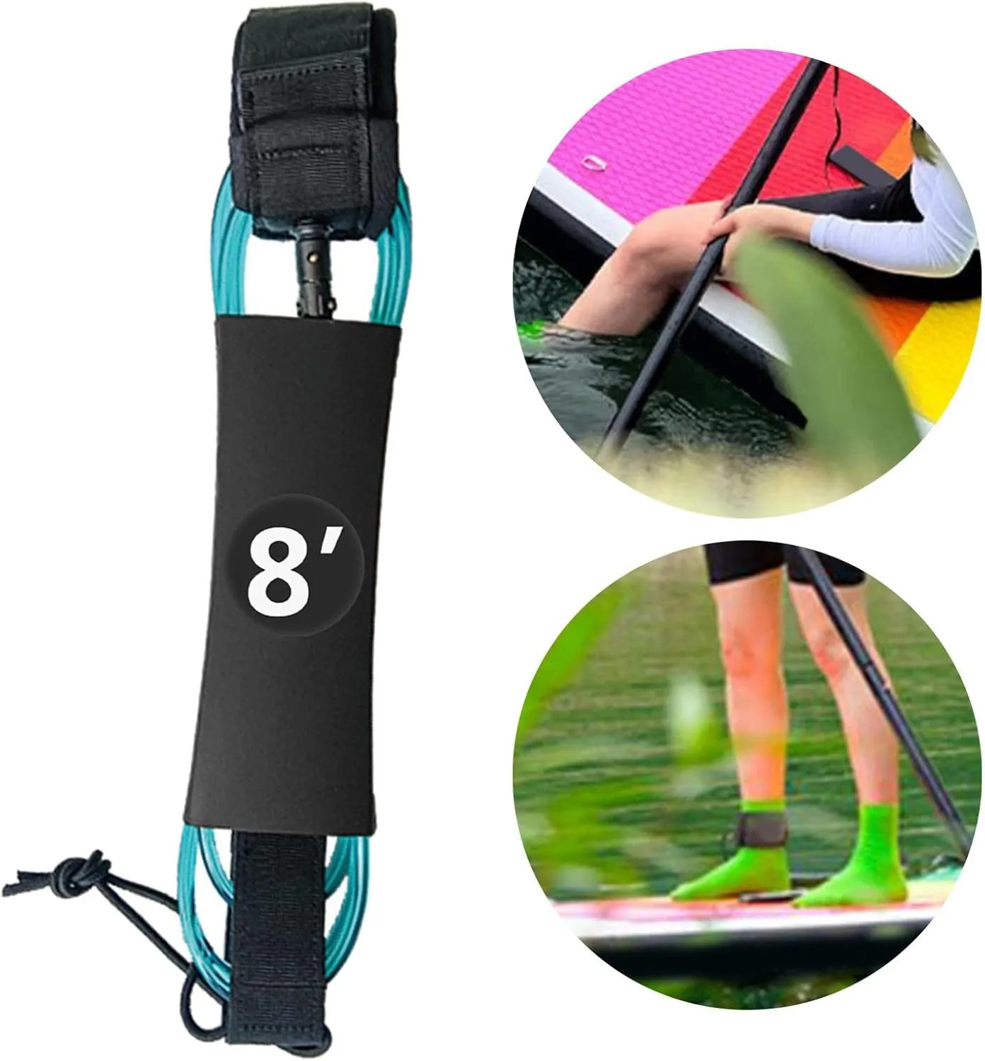 Surfboard Leash, Elastic Cord Surf Board Leg Rope Straight Stand Up Paddle Board Leash, Wrist Strap for Stand Up Paddle Boards, Water Sports