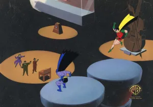 The New Batman Adventures Original Production Cel on Original Background: Batman, Robin, and Joker