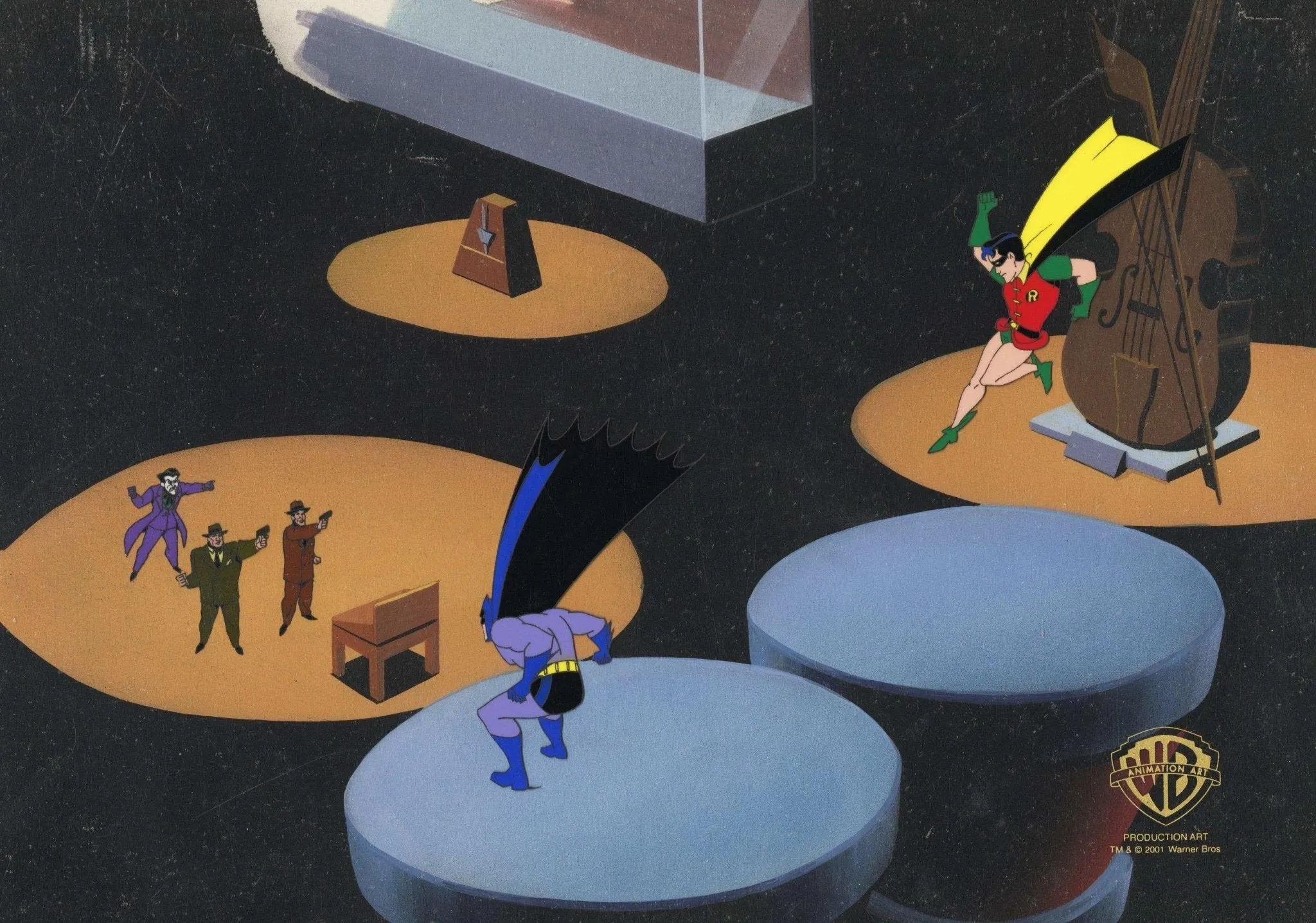 The New Batman Adventures Original Production Cel on Original Background: Batman, Robin, and Joker