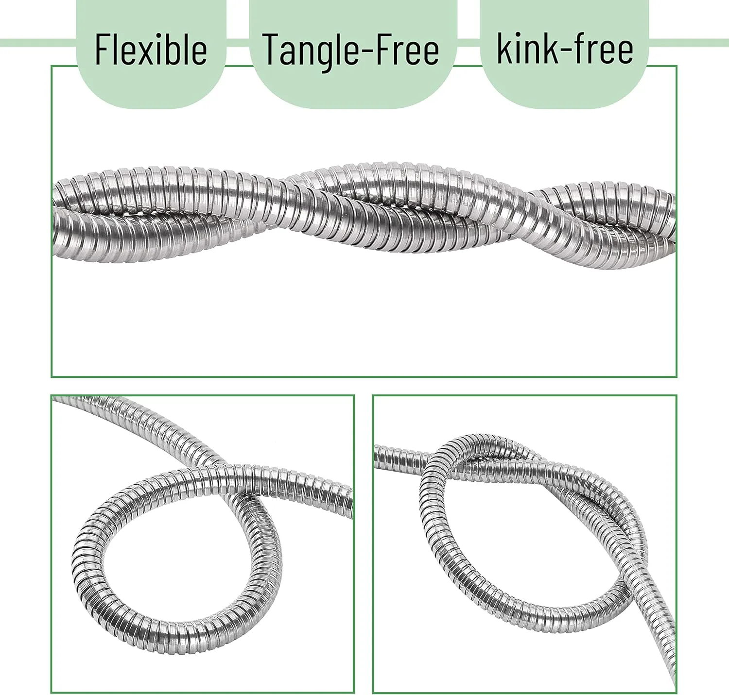 UNCO- Short Garden Hose, 3 Feet, Heavy Duty Stainless Steel Hose, Water, Metal Garden Hose, Outdoor, Non Kink Hose, Durable Flexible Hose, Lightweight