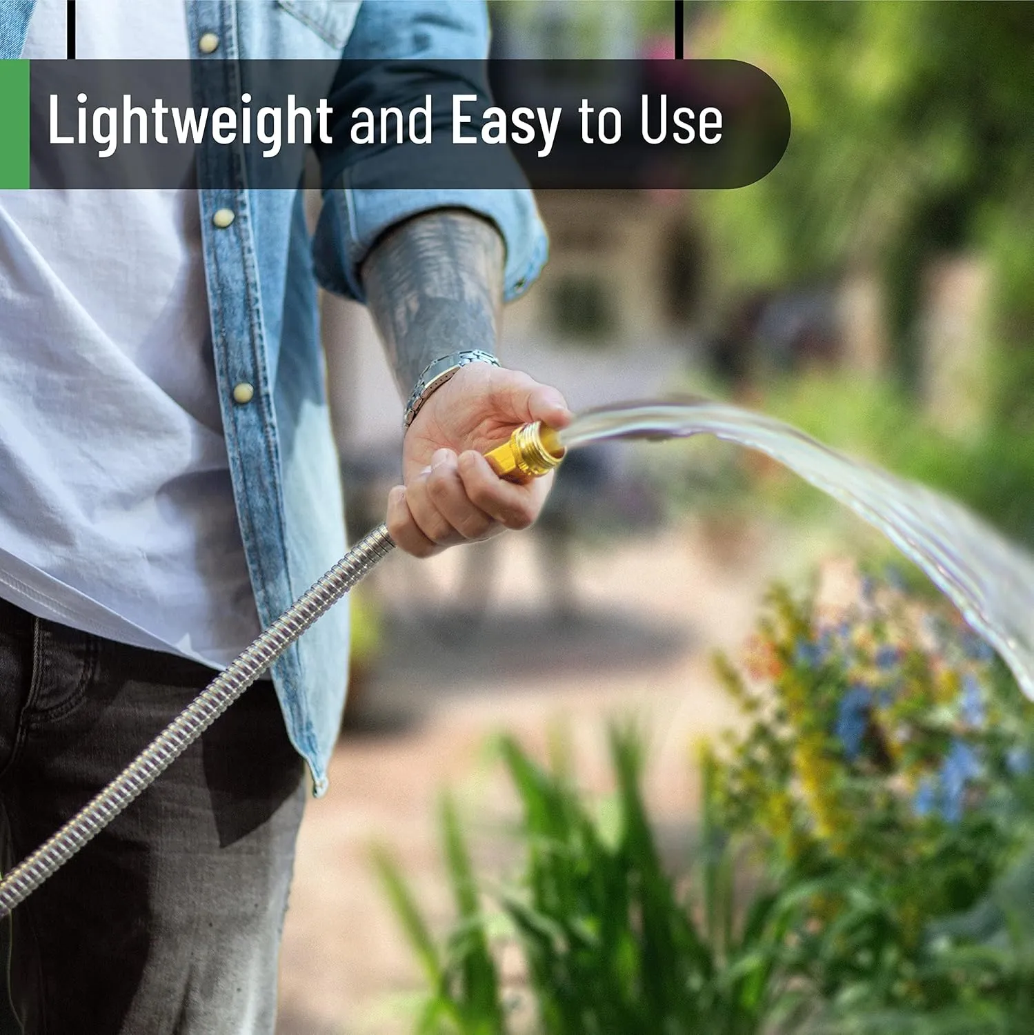 UNCO- Short Garden Hose, 3 Feet, Heavy Duty Stainless Steel Hose, Water, Metal Garden Hose, Outdoor, Non Kink Hose, Durable Flexible Hose, Lightweight