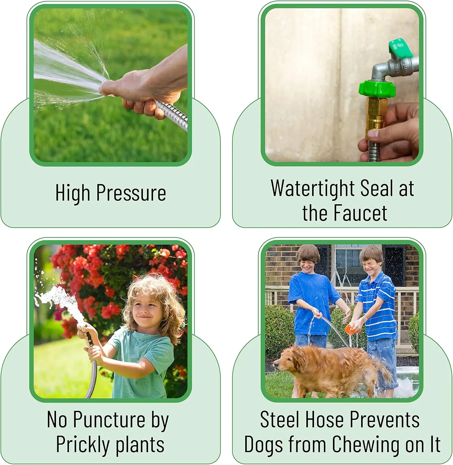 UNCO- Short Garden Hose, 3 Feet, Heavy Duty Stainless Steel Hose, Water, Metal Garden Hose, Outdoor, Non Kink Hose, Durable Flexible Hose, Lightweight