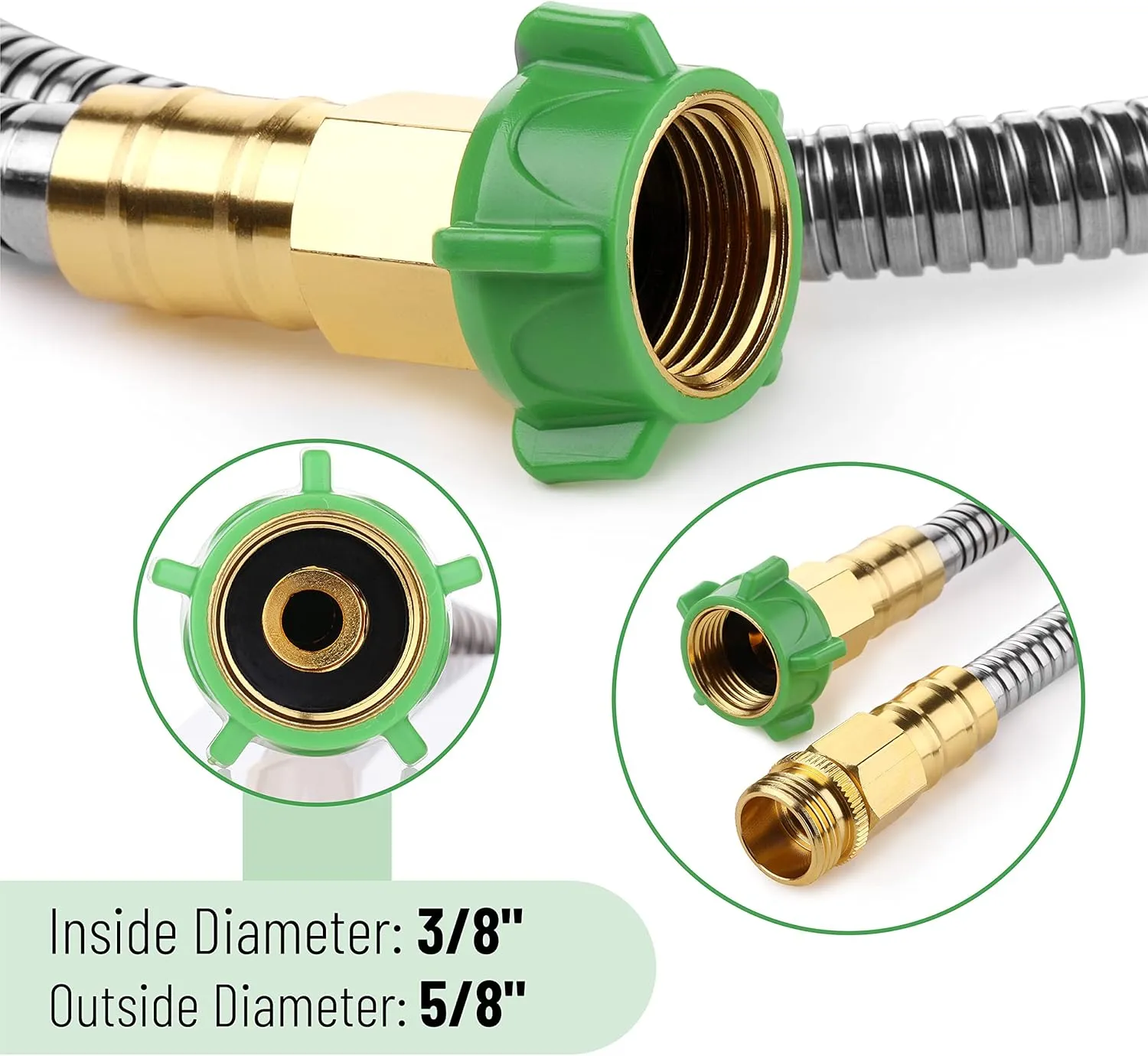 UNCO- Short Garden Hose, 3 Feet, Heavy Duty Stainless Steel Hose, Water, Metal Garden Hose, Outdoor, Non Kink Hose, Durable Flexible Hose, Lightweight