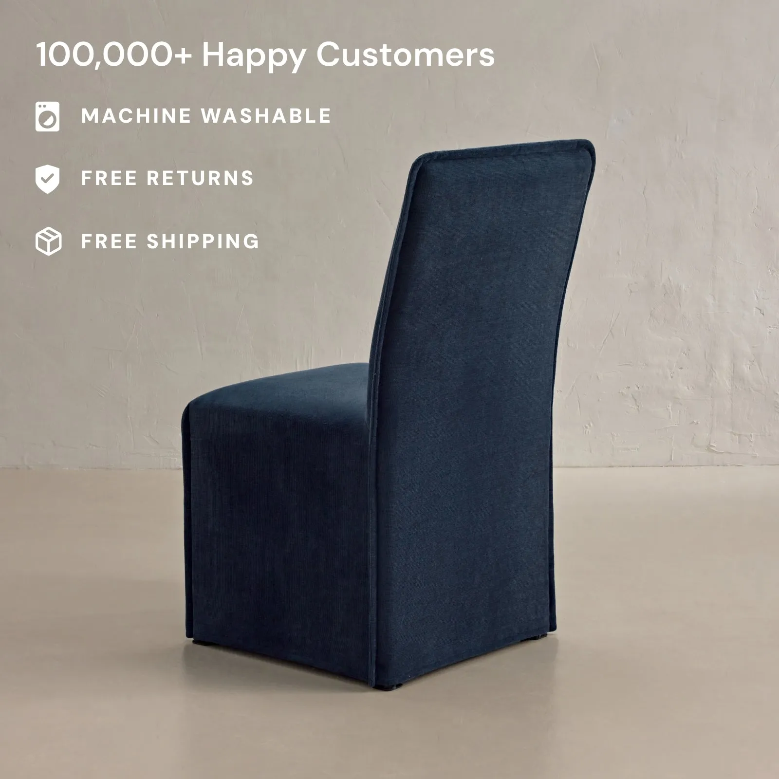 Washable Upholstered Dining Chair | 19” Back Height in Sumi (Set of 2)